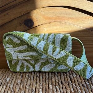 Artisan Green Beaded Clutch/shoulder bag. Never used.